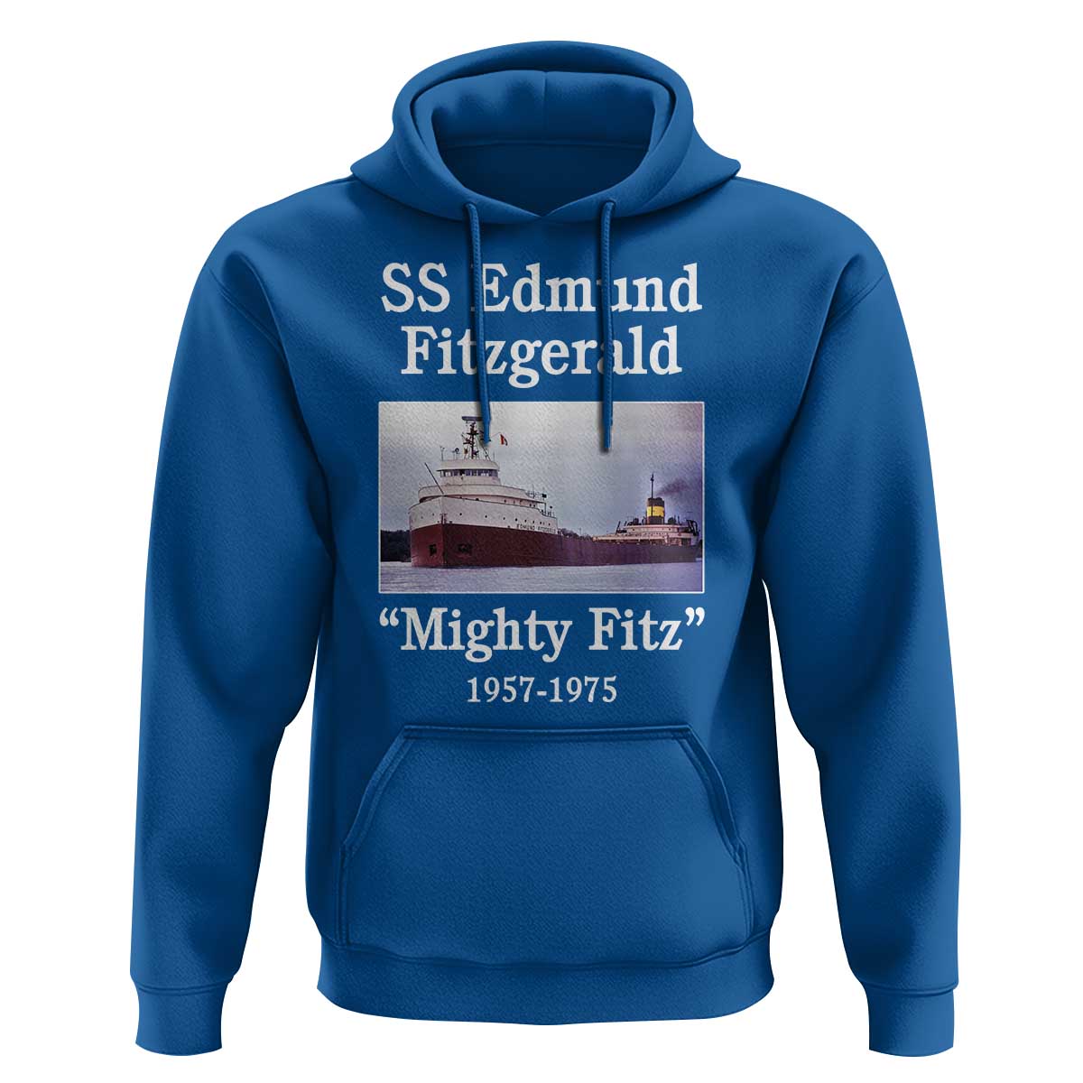 SS Edmund Fitzgerald Mighty Fitz Tribute Hoodie Great Lakes Shipwreck Memorial - Wonder Print Shop