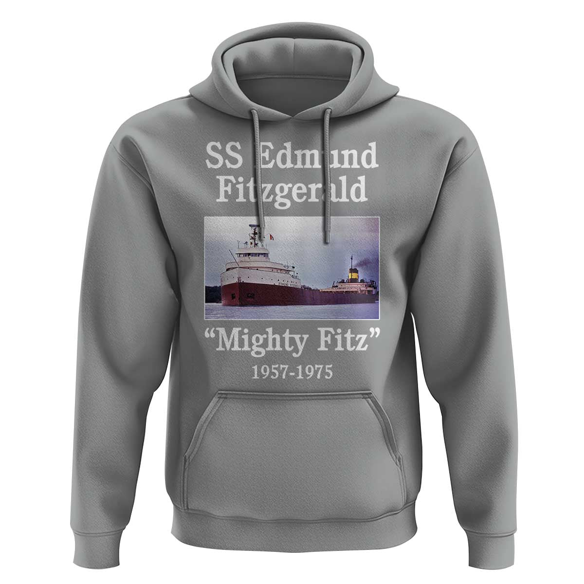 SS Edmund Fitzgerald Mighty Fitz Tribute Hoodie Great Lakes Shipwreck Memorial - Wonder Print Shop