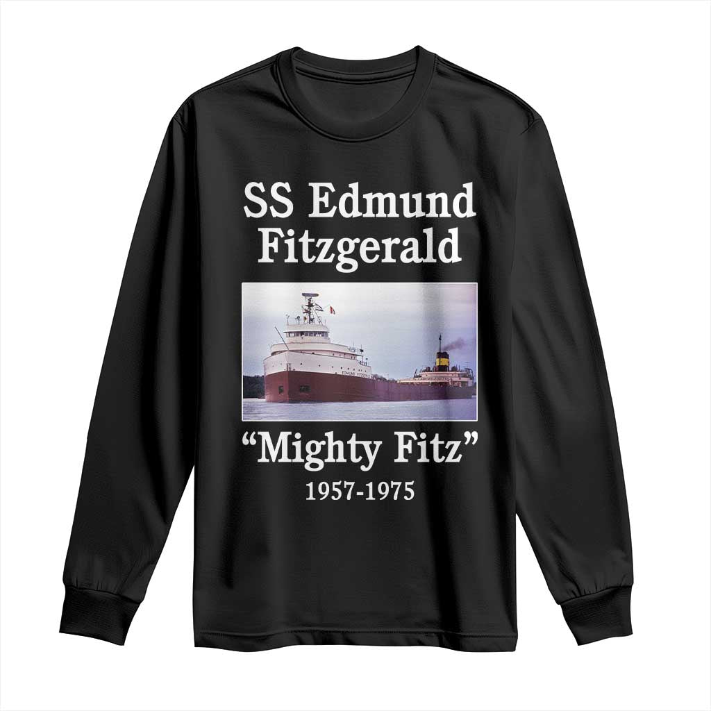 SS Edmund Fitzgerald Mighty Fitz Tribute Long Sleeve Shirt Great Lakes Shipwreck Memorial - Wonder Print Shop
