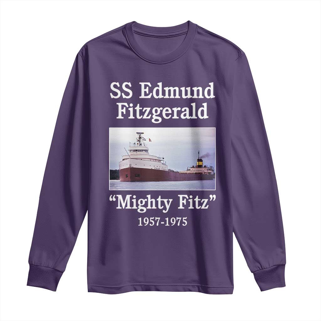 SS Edmund Fitzgerald Mighty Fitz Tribute Long Sleeve Shirt Great Lakes Shipwreck Memorial - Wonder Print Shop