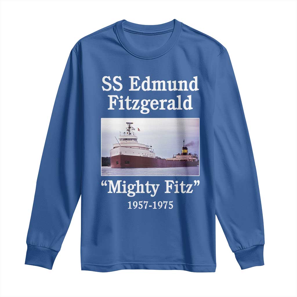 SS Edmund Fitzgerald Mighty Fitz Tribute Long Sleeve Shirt Great Lakes Shipwreck Memorial - Wonder Print Shop