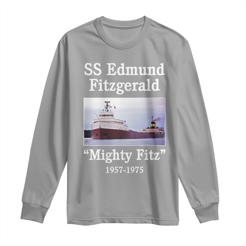 SS Edmund Fitzgerald Mighty Fitz Tribute Long Sleeve Shirt Great Lakes Shipwreck Memorial - Wonder Print Shop