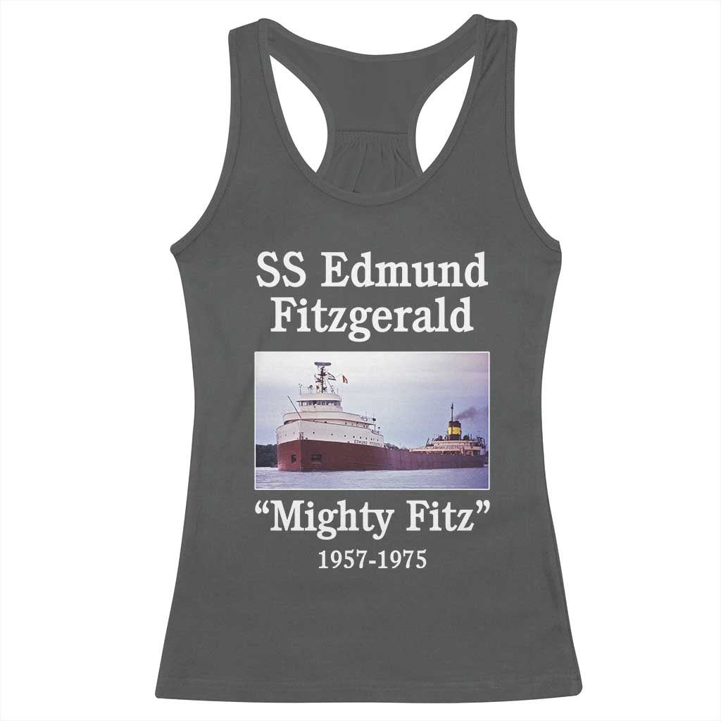 SS Edmund Fitzgerald Mighty Fitz Tribute Racerback Tank Top Great Lakes Shipwreck Memorial - Wonder Print Shop