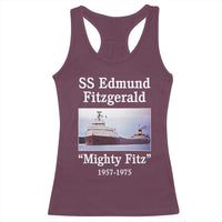 SS Edmund Fitzgerald Mighty Fitz Tribute Racerback Tank Top Great Lakes Shipwreck Memorial - Wonder Print Shop