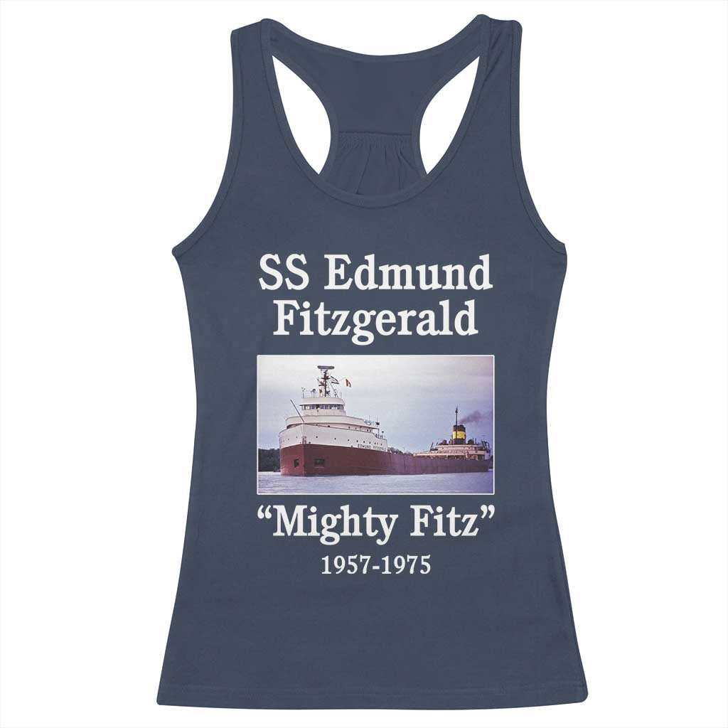 SS Edmund Fitzgerald Mighty Fitz Tribute Racerback Tank Top Great Lakes Shipwreck Memorial - Wonder Print Shop