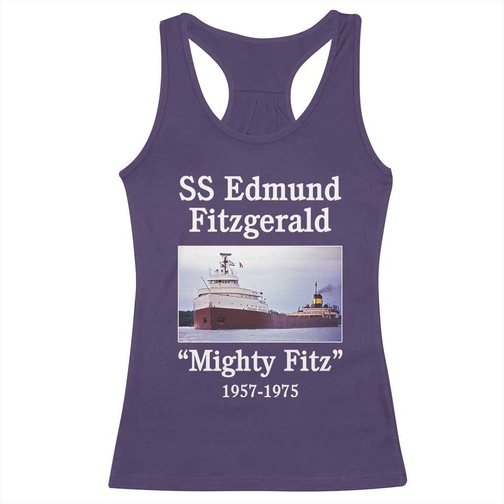 SS Edmund Fitzgerald Mighty Fitz Tribute Racerback Tank Top Great Lakes Shipwreck Memorial - Wonder Print Shop