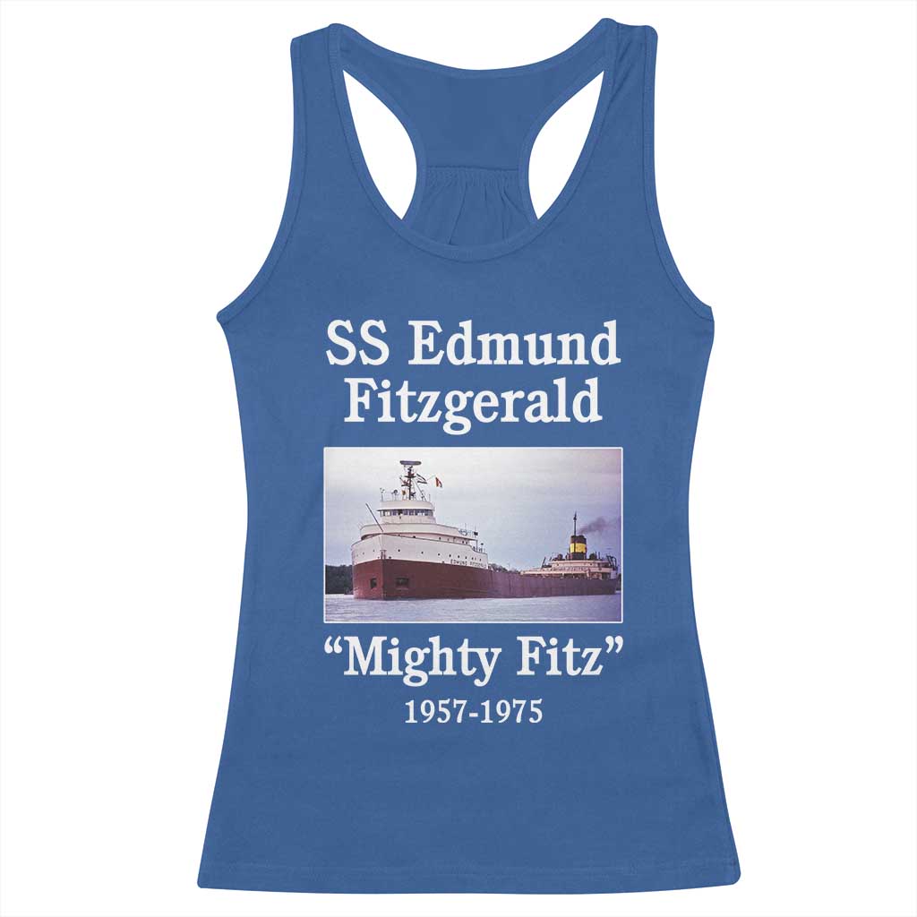 SS Edmund Fitzgerald Mighty Fitz Tribute Racerback Tank Top Great Lakes Shipwreck Memorial - Wonder Print Shop