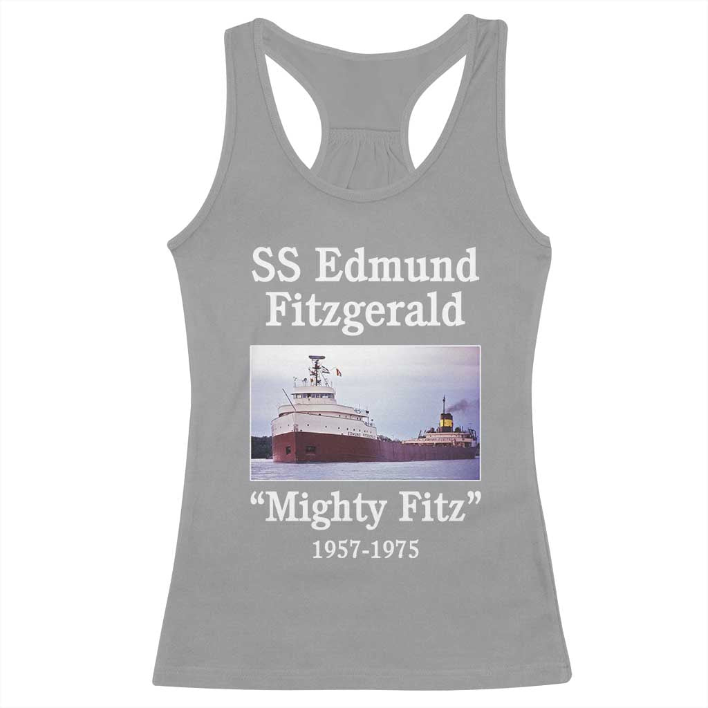 SS Edmund Fitzgerald Mighty Fitz Tribute Racerback Tank Top Great Lakes Shipwreck Memorial - Wonder Print Shop