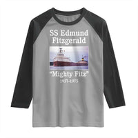 SS Edmund Fitzgerald Mighty Fitz Tribute Raglan Shirt Great Lakes Shipwreck Memorial - Wonder Print Shop
