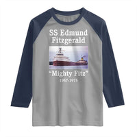 SS Edmund Fitzgerald Mighty Fitz Tribute Raglan Shirt Great Lakes Shipwreck Memorial - Wonder Print Shop