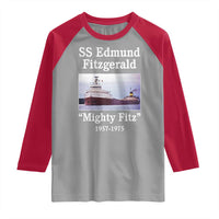 SS Edmund Fitzgerald Mighty Fitz Tribute Raglan Shirt Great Lakes Shipwreck Memorial - Wonder Print Shop