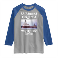 SS Edmund Fitzgerald Mighty Fitz Tribute Raglan Shirt Great Lakes Shipwreck Memorial - Wonder Print Shop