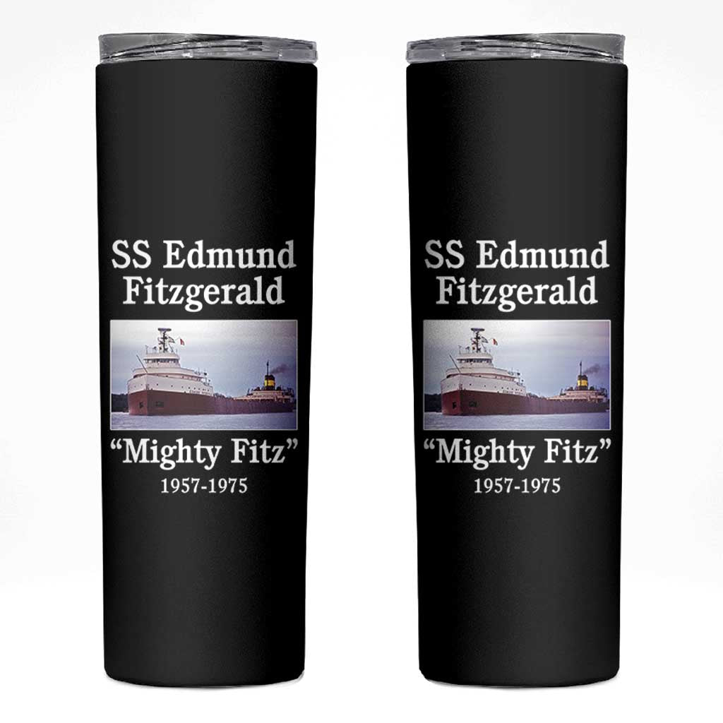 SS Edmund Fitzgerald Mighty Fitz Tribute Skinny Tumbler Great Lakes Shipwreck Memorial - Wonder Print Shop