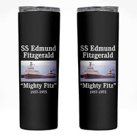 SS Edmund Fitzgerald Mighty Fitz Tribute Skinny Tumbler Great Lakes Shipwreck Memorial - Wonder Print Shop