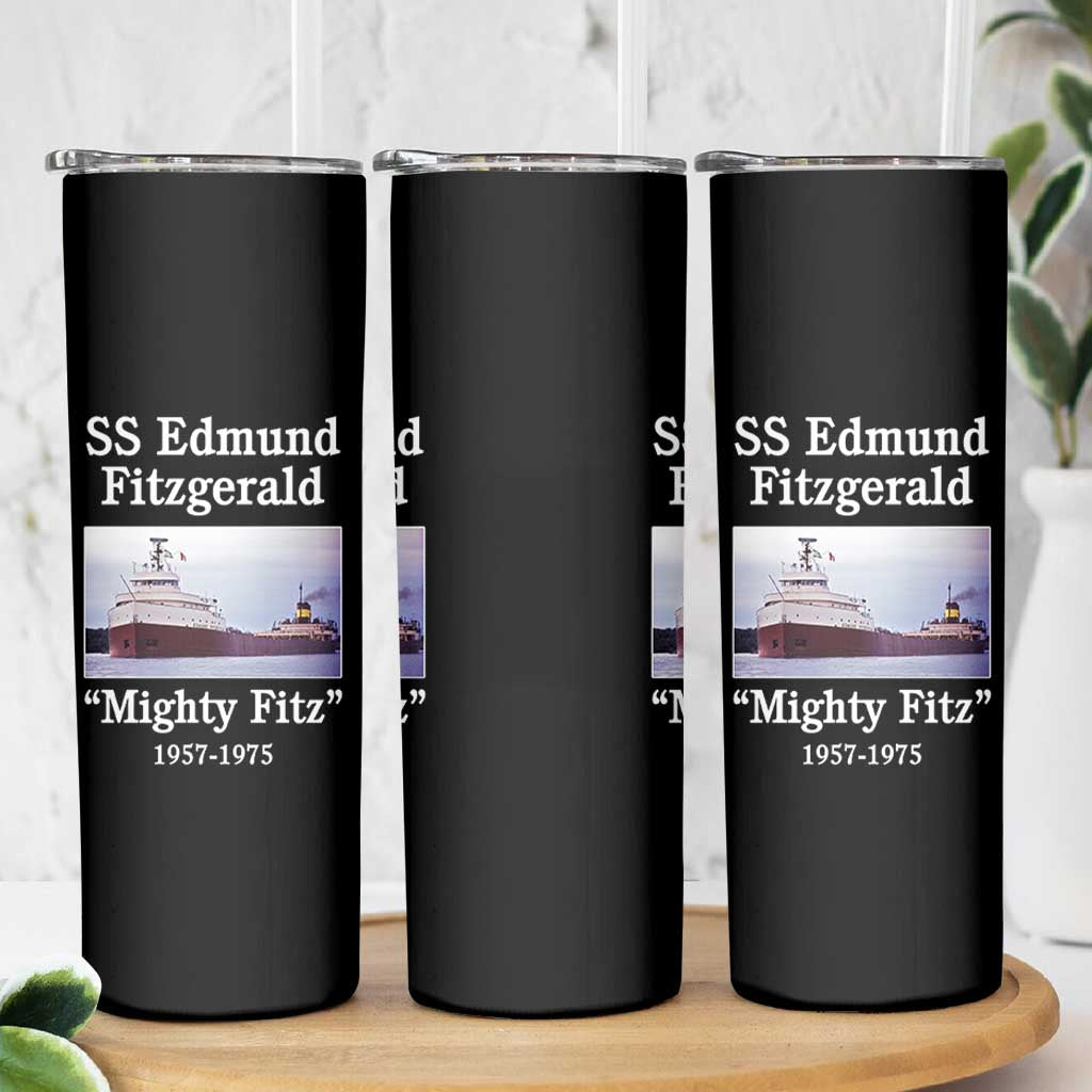 SS Edmund Fitzgerald Mighty Fitz Tribute Skinny Tumbler Great Lakes Shipwreck Memorial - Wonder Print Shop