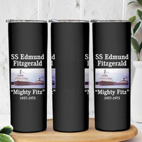 SS Edmund Fitzgerald Mighty Fitz Tribute Skinny Tumbler Great Lakes Shipwreck Memorial - Wonder Print Shop