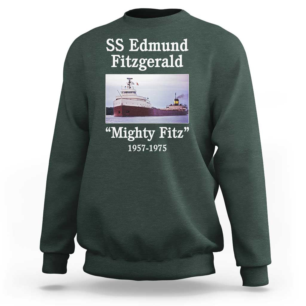 SS Edmund Fitzgerald Mighty Fitz Tribute Sweatshirt Great Lakes Shipwreck Memorial - Wonder Print Shop