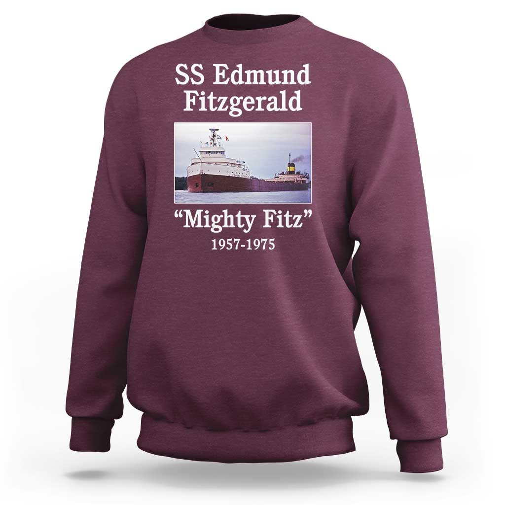 SS Edmund Fitzgerald Mighty Fitz Tribute Sweatshirt Great Lakes Shipwreck Memorial - Wonder Print Shop