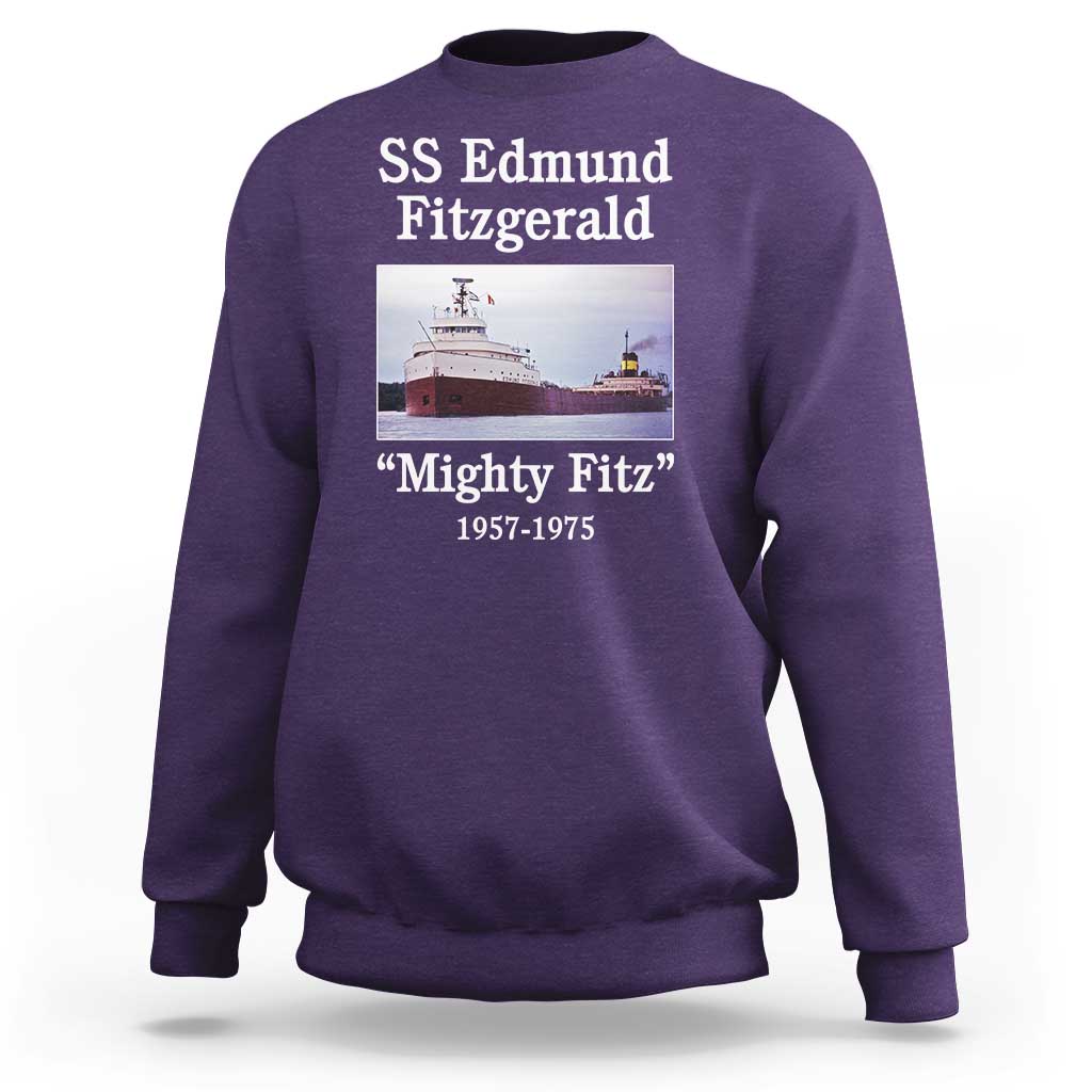 SS Edmund Fitzgerald Mighty Fitz Tribute Sweatshirt Great Lakes Shipwreck Memorial - Wonder Print Shop