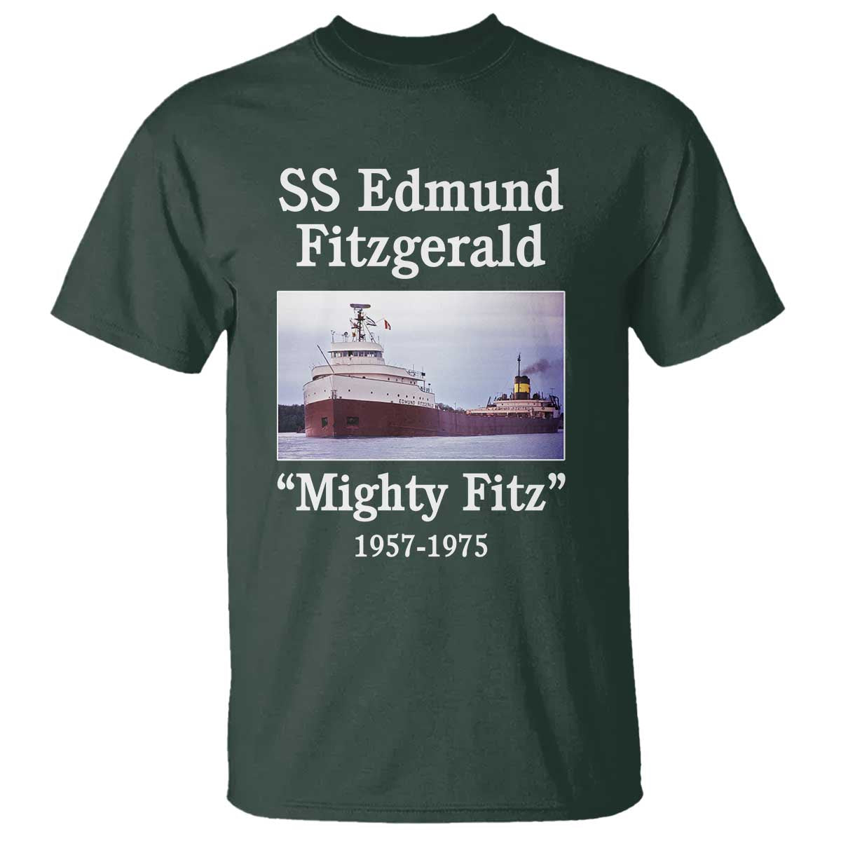 SS Edmund Fitzgerald Mighty Fitz Tribute T Shirt Great Lakes Shipwreck Memorial - Wonder Print Shop