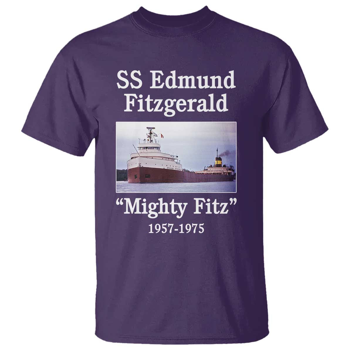 SS Edmund Fitzgerald Mighty Fitz Tribute T Shirt Great Lakes Shipwreck Memorial - Wonder Print Shop