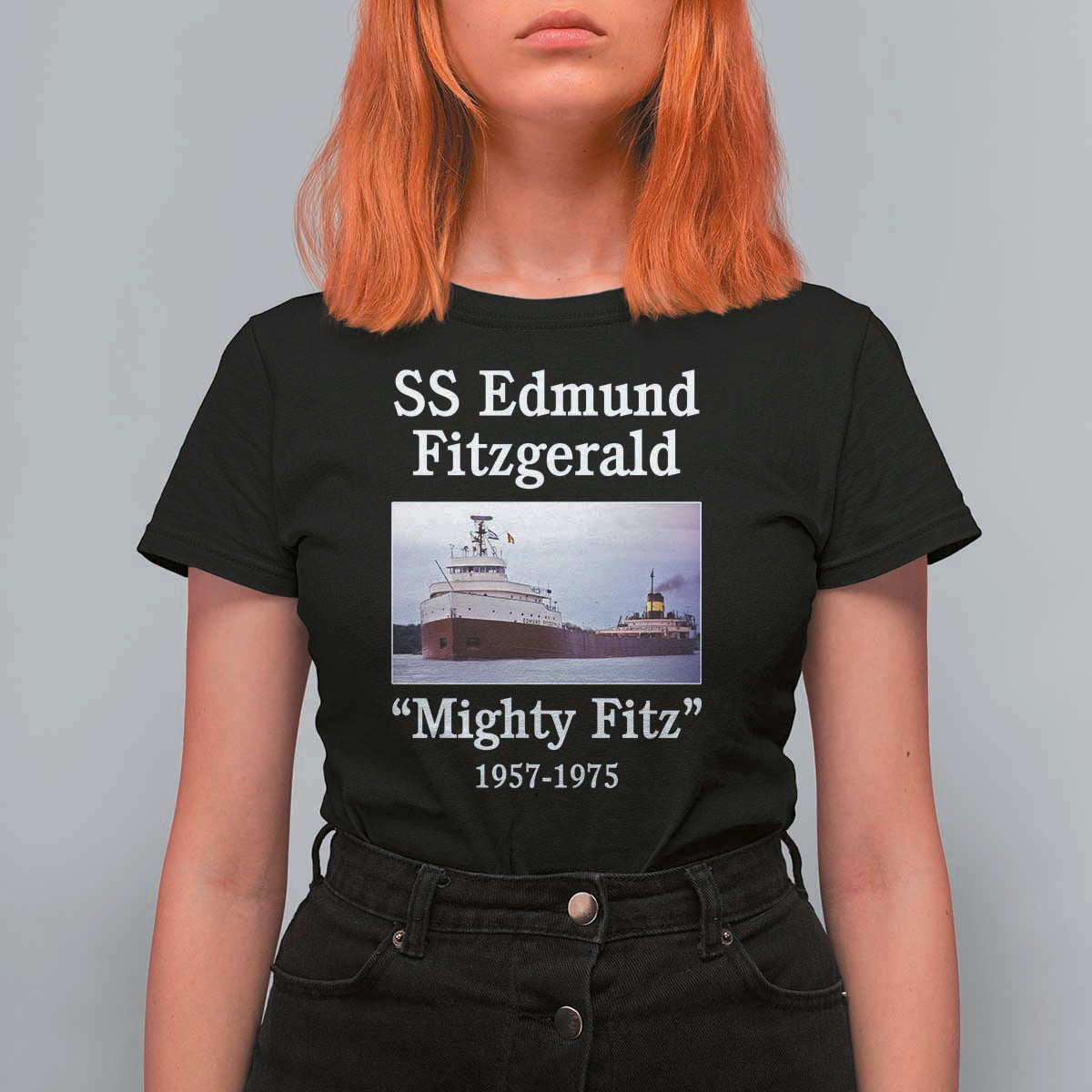 SS Edmund Fitzgerald Mighty Fitz Tribute T Shirt For Women Great Lakes Shipwreck Memorial - Wonder Print Shop
