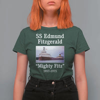 SS Edmund Fitzgerald Mighty Fitz Tribute T Shirt For Women Great Lakes Shipwreck Memorial - Wonder Print Shop