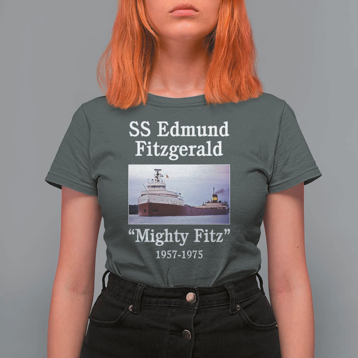 SS Edmund Fitzgerald Mighty Fitz Tribute T Shirt For Women Great Lakes Shipwreck Memorial - Wonder Print Shop