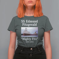 SS Edmund Fitzgerald Mighty Fitz Tribute T Shirt For Women Great Lakes Shipwreck Memorial - Wonder Print Shop