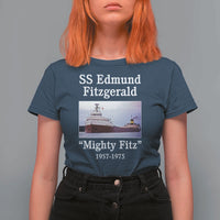 SS Edmund Fitzgerald Mighty Fitz Tribute T Shirt For Women Great Lakes Shipwreck Memorial - Wonder Print Shop