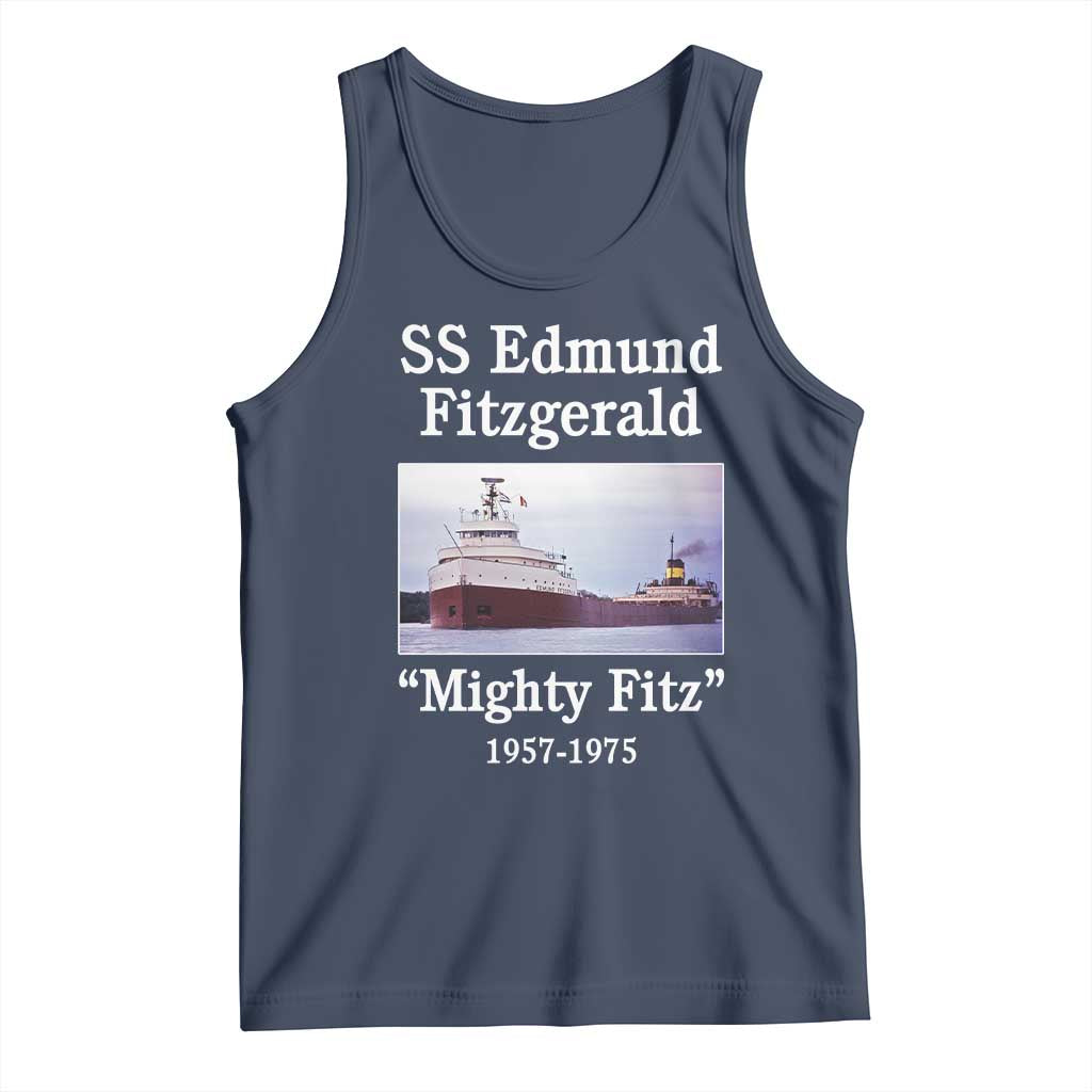 SS Edmund Fitzgerald Mighty Fitz Tribute Tank Top Great Lakes Shipwreck Memorial - Wonder Print Shop