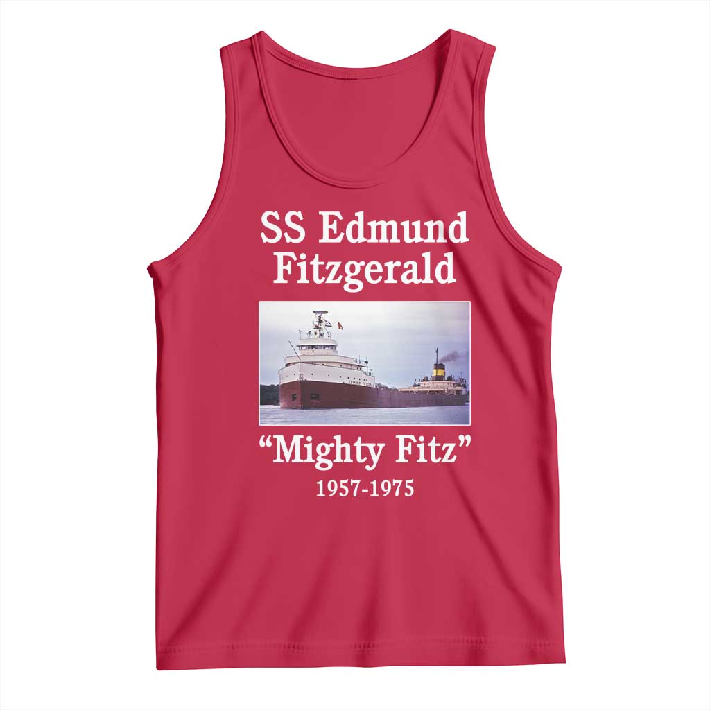 SS Edmund Fitzgerald Mighty Fitz Tribute Tank Top Great Lakes Shipwreck Memorial - Wonder Print Shop