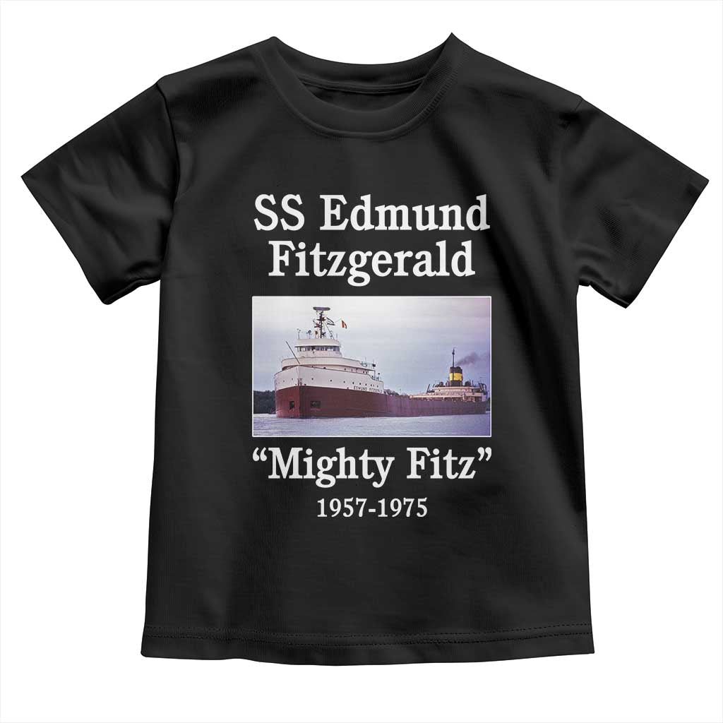 SS Edmund Fitzgerald Mighty Fitz Tribute Toddler T Shirt Great Lakes Shipwreck Memorial - Wonder Print Shop