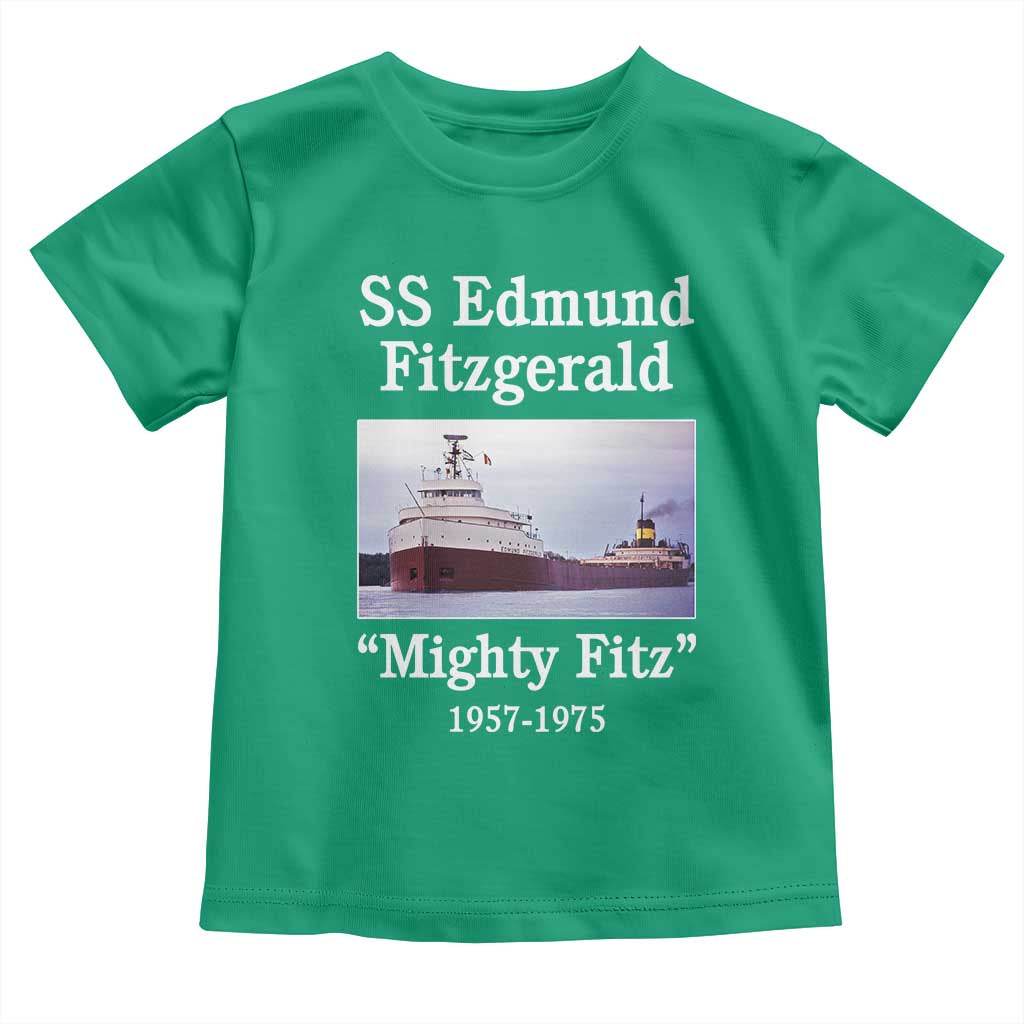 SS Edmund Fitzgerald Mighty Fitz Tribute Toddler T Shirt Great Lakes Shipwreck Memorial - Wonder Print Shop