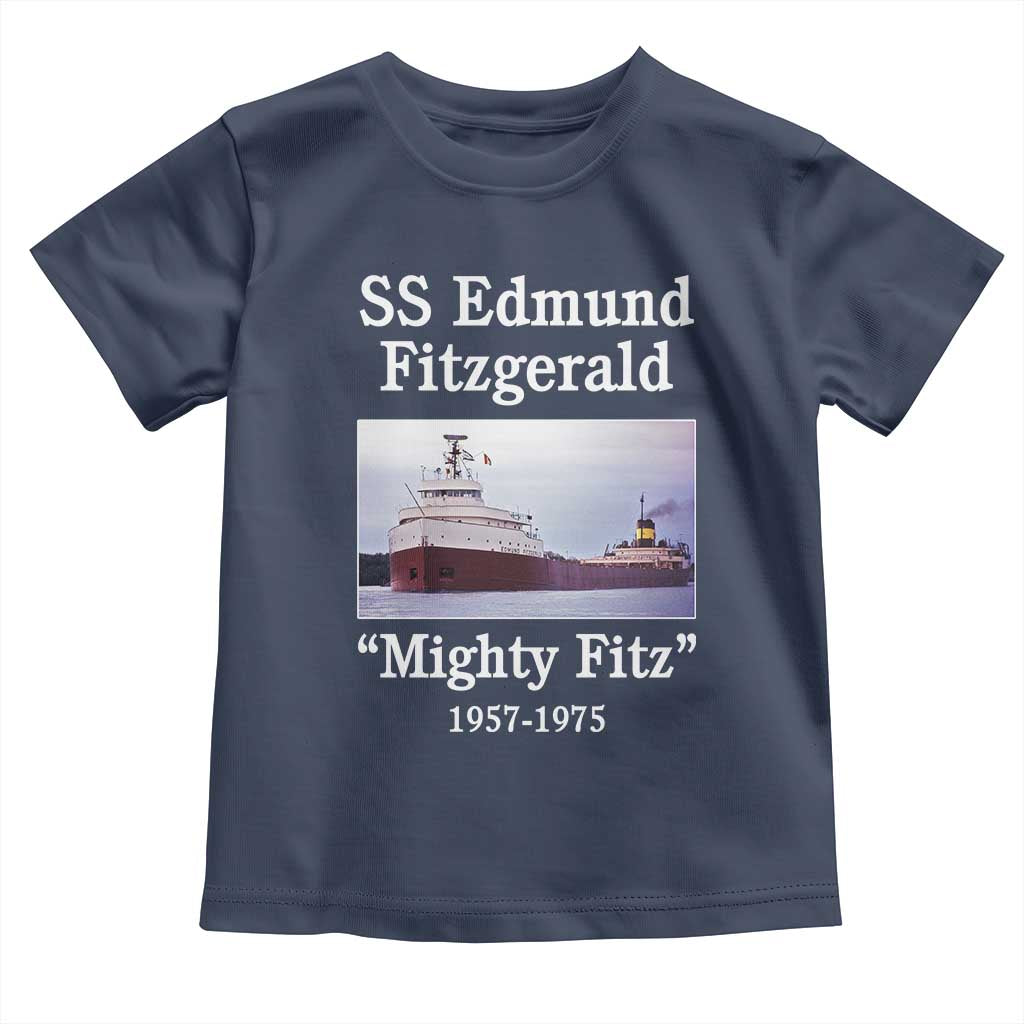 SS Edmund Fitzgerald Mighty Fitz Tribute Toddler T Shirt Great Lakes Shipwreck Memorial - Wonder Print Shop