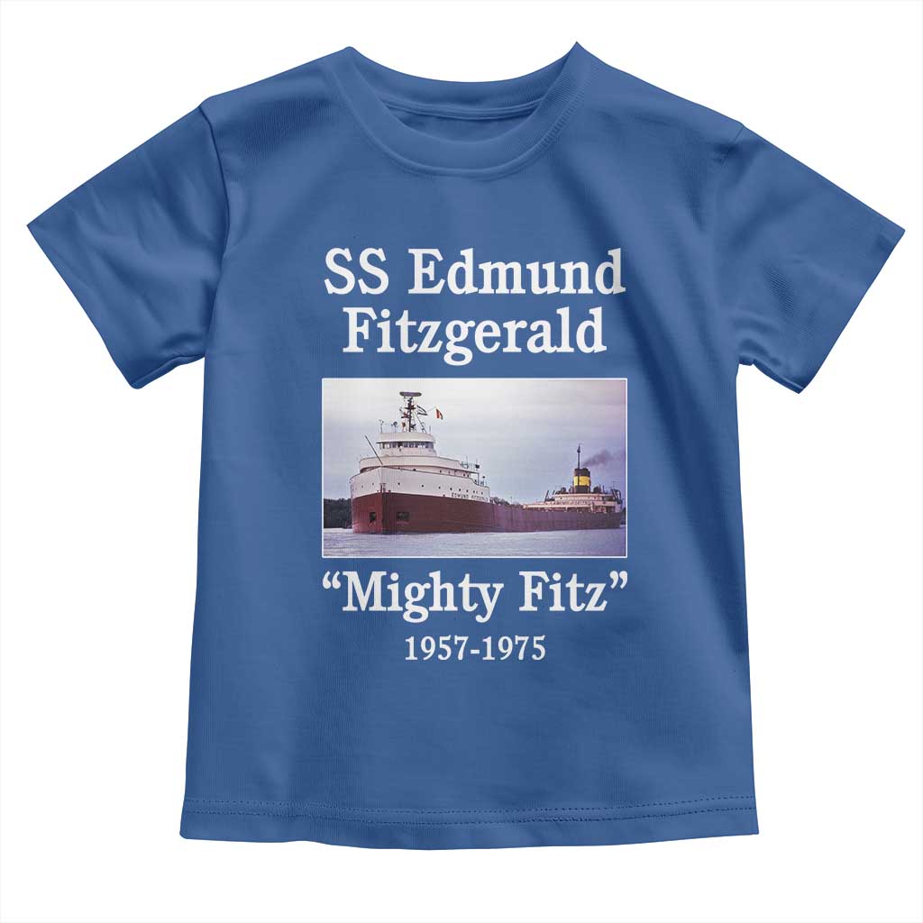 SS Edmund Fitzgerald Mighty Fitz Tribute Toddler T Shirt Great Lakes Shipwreck Memorial - Wonder Print Shop
