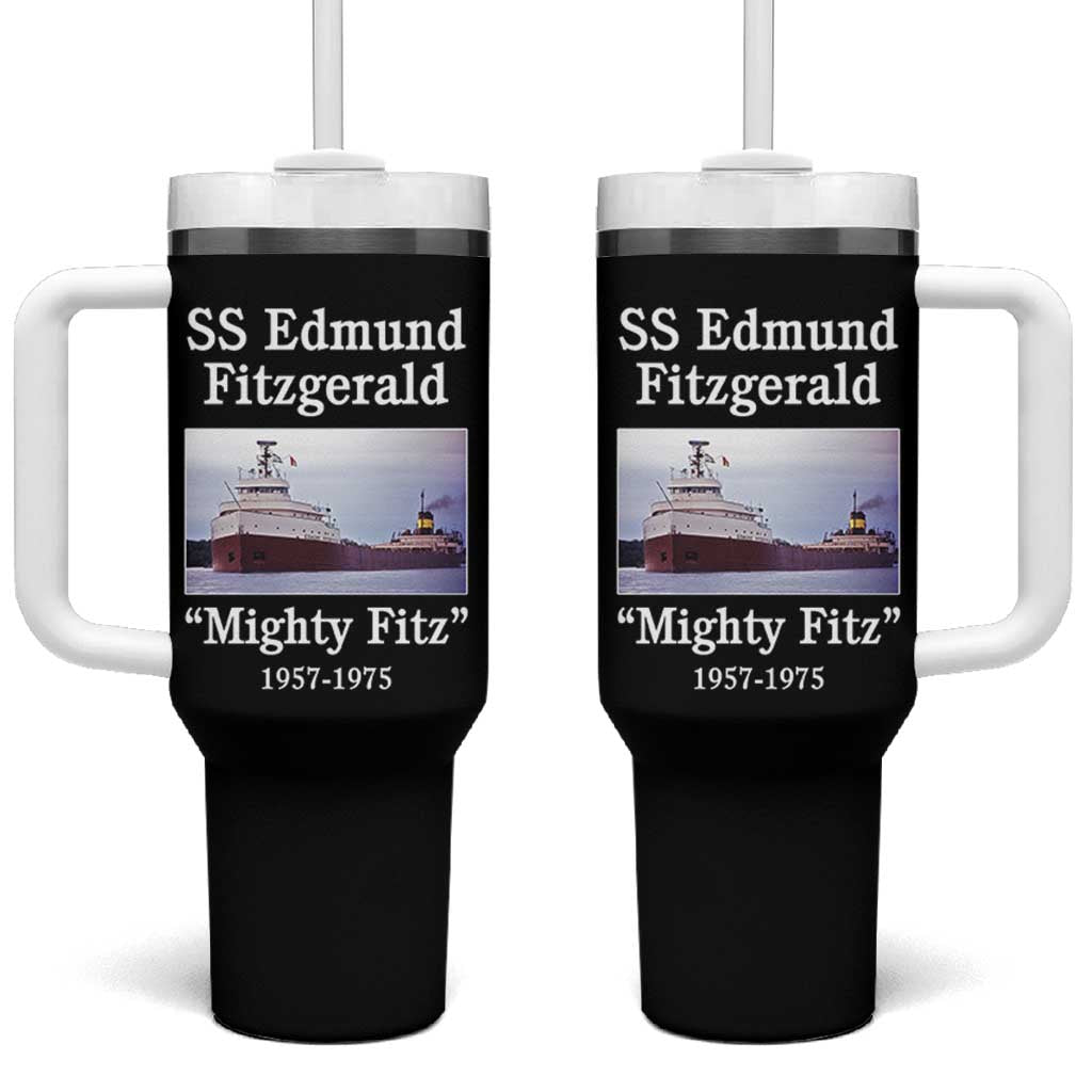 SS Edmund Fitzgerald Mighty Fitz Tribute Tumbler With Handle Great Lakes Shipwreck Memorial - Wonder Print Shop