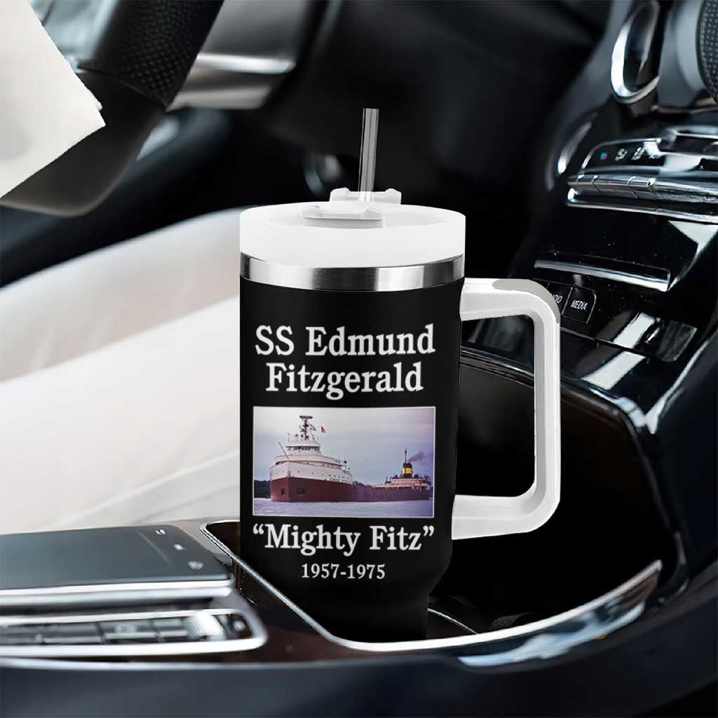SS Edmund Fitzgerald Mighty Fitz Tribute Tumbler With Handle Great Lakes Shipwreck Memorial - Wonder Print Shop