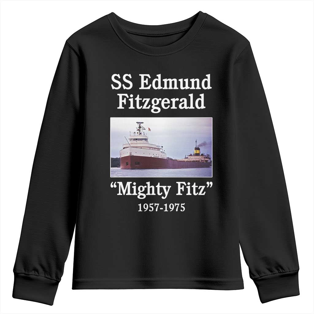 SS Edmund Fitzgerald Mighty Fitz Tribute Youth Sweatshirt Great Lakes Shipwreck Memorial - Wonder Print Shop
