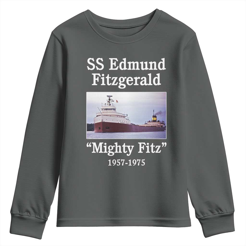 SS Edmund Fitzgerald Mighty Fitz Tribute Youth Sweatshirt Great Lakes Shipwreck Memorial - Wonder Print Shop