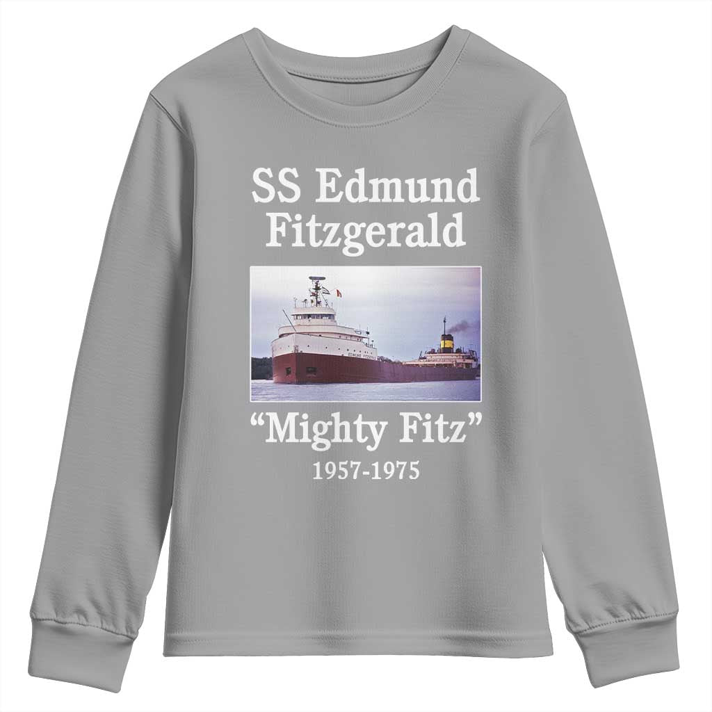 SS Edmund Fitzgerald Mighty Fitz Tribute Youth Sweatshirt Great Lakes Shipwreck Memorial - Wonder Print Shop
