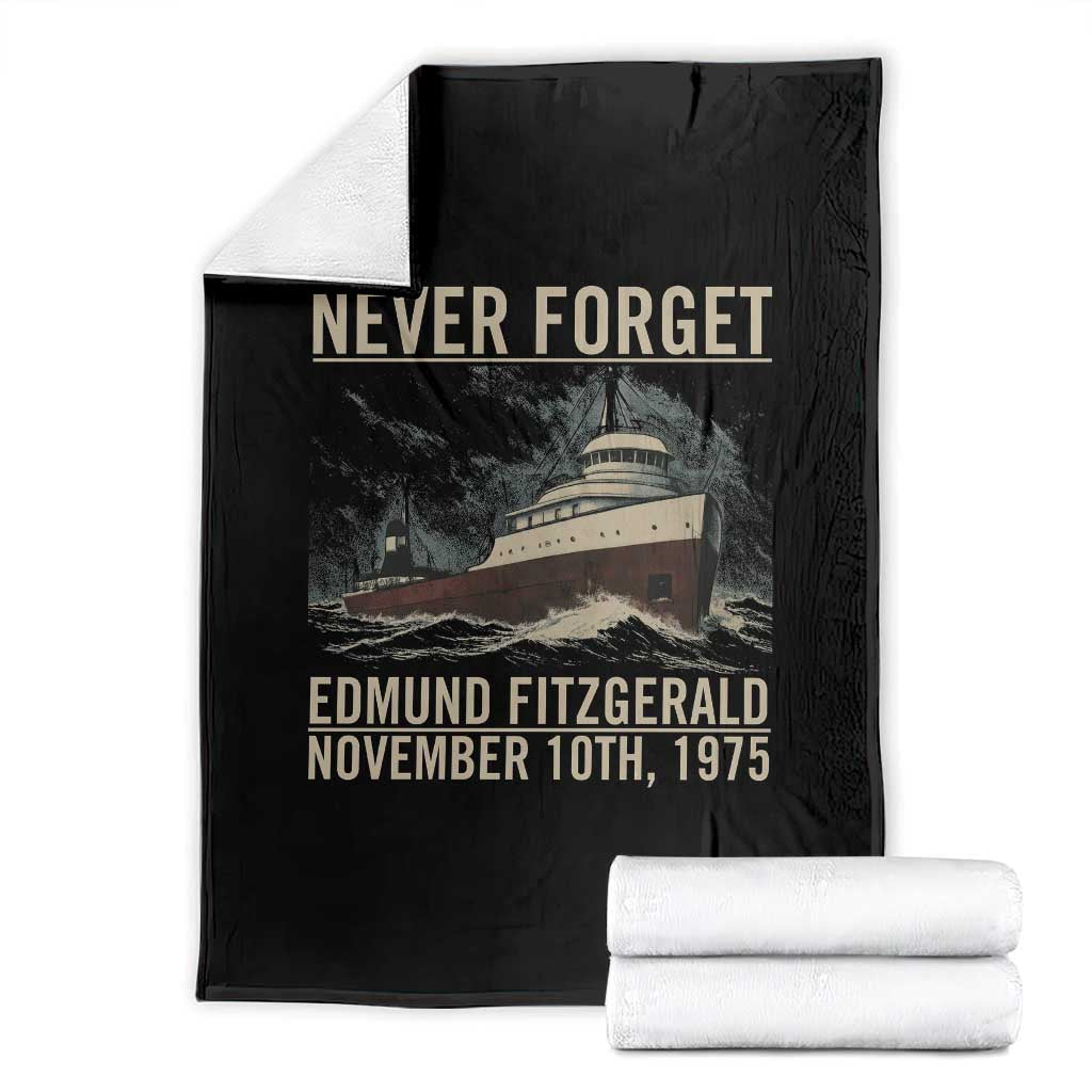 Never Forget Edmund Fitzgerald Tribute Throw Blanket November 10 1975 Shipwreck Memorial - Wonder Print Shop