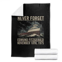 Never Forget Edmund Fitzgerald Tribute Throw Blanket November 10 1975 Shipwreck Memorial - Wonder Print Shop