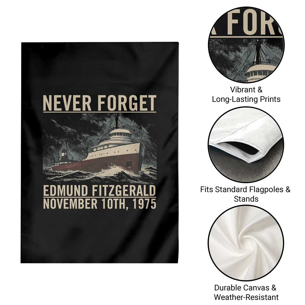 Never Forget Edmund Fitzgerald Tribute Garden Flag November 10 1975 Shipwreck Memorial - Wonder Print Shop