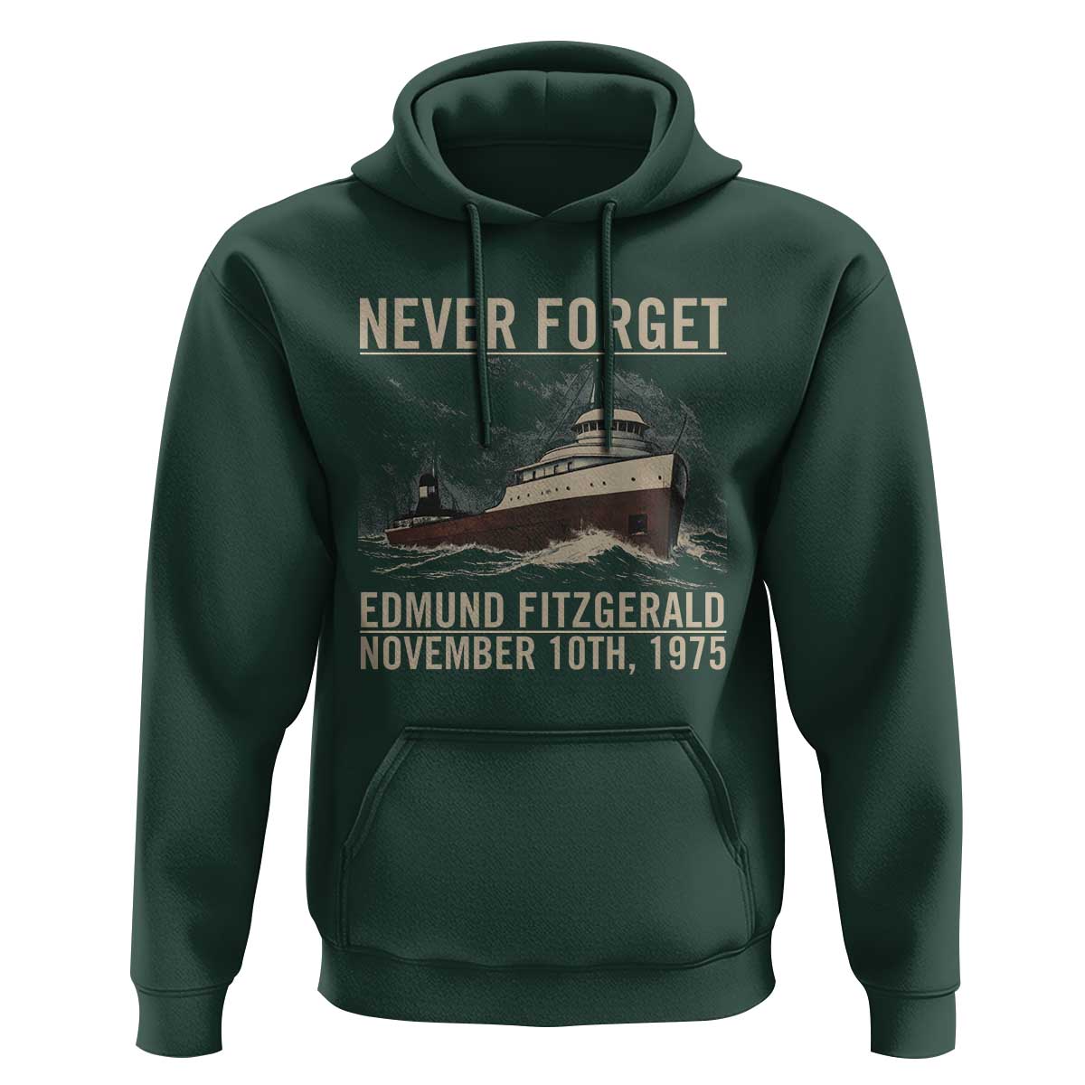 Never Forget Edmund Fitzgerald Tribute Hoodie November 10 1975 Shipwreck Memorial - Wonder Print Shop