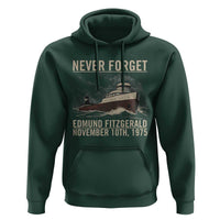 Never Forget Edmund Fitzgerald Tribute Hoodie November 10 1975 Shipwreck Memorial - Wonder Print Shop