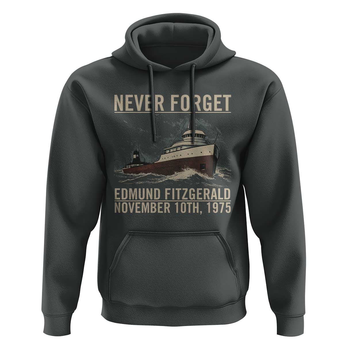 Never Forget Edmund Fitzgerald Tribute Hoodie November 10 1975 Shipwreck Memorial - Wonder Print Shop