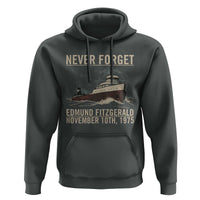 Never Forget Edmund Fitzgerald Tribute Hoodie November 10 1975 Shipwreck Memorial - Wonder Print Shop