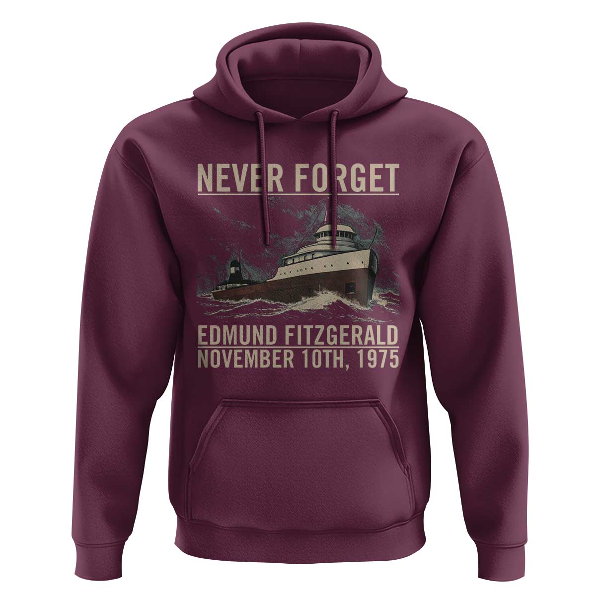 Never Forget Edmund Fitzgerald Tribute Hoodie November 10 1975 Shipwreck Memorial - Wonder Print Shop