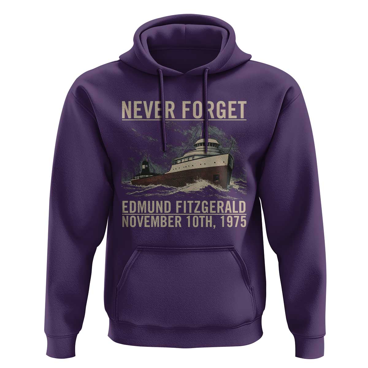 Never Forget Edmund Fitzgerald Tribute Hoodie November 10 1975 Shipwreck Memorial - Wonder Print Shop